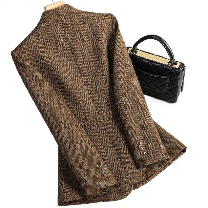 Sophistizierter Damen Wollblazer aus Chenille – Eleganter Business-Blazer mit Prinzessärmeln