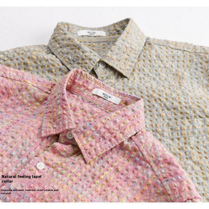 Sommer Neue Mode Trendy Loose Dünnes Hemd Plaid Männer Kleidung