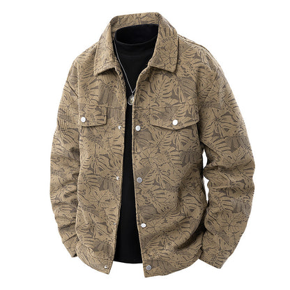 Corduroy Jacket Slim-fit Spring And Autumn Lapel Young And Middle-aged Casual Jacket For Men