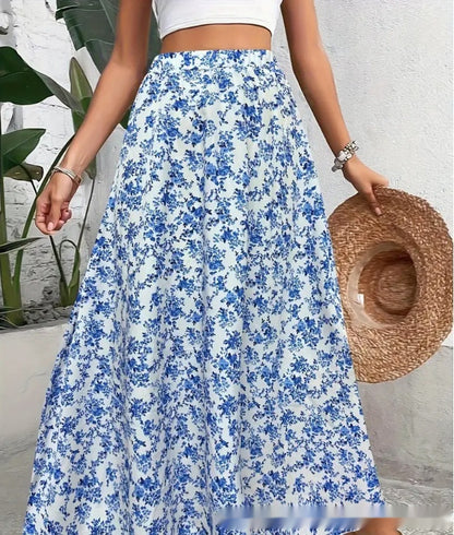Women's Casual Printed Elegant Large Swing Skirt