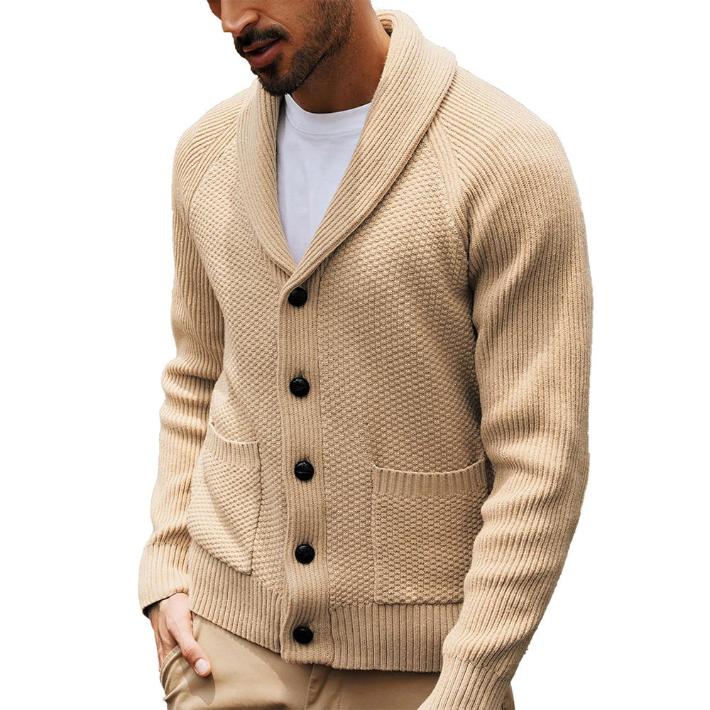 Casual Long-sleeve Sweater With A Turn-down Collar And Pockets