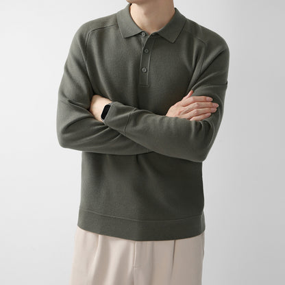 Casual Polo Shirt Knit Sweater Hoodie Solid Color Fashionable Lambswool Sweater