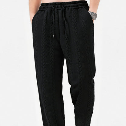 Men's Casual Loose Solid-Color Drawstring Straight-Leg Pants