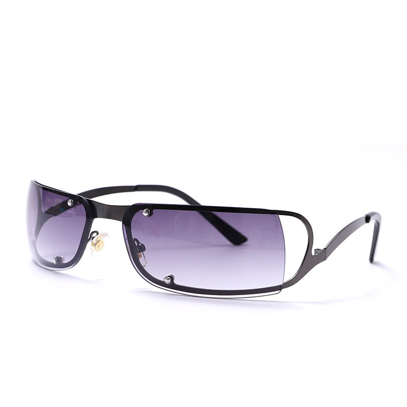 Small Frame Frameless Trimming Fashion Oval Street Sunglasses