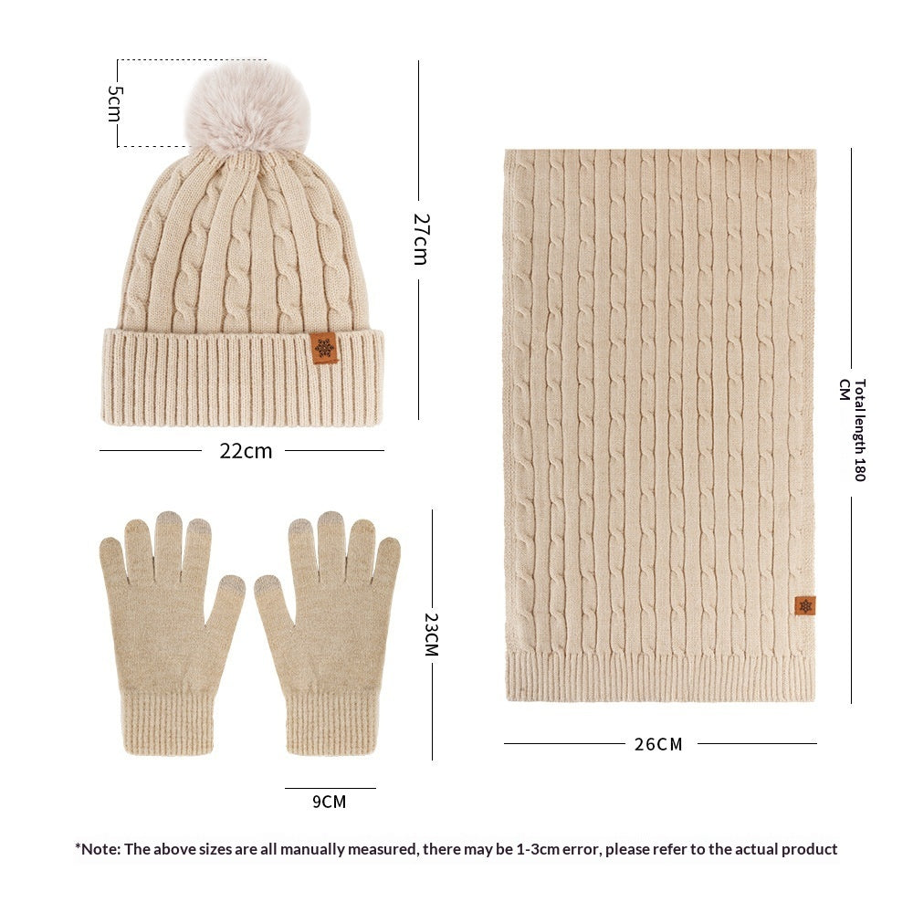Women's Winter Warm Riding Ear Protection Knitted Hat Scarf Gloves