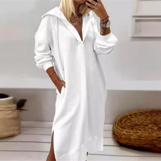 Women's Fashion Personalized Long Solid Color Dress