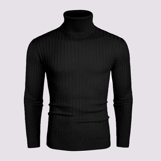Autumn And Winter Men's Striped High-neck Sweater