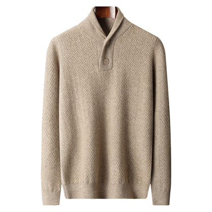 Winter Men's Pure Cashmere Lapel Sweater