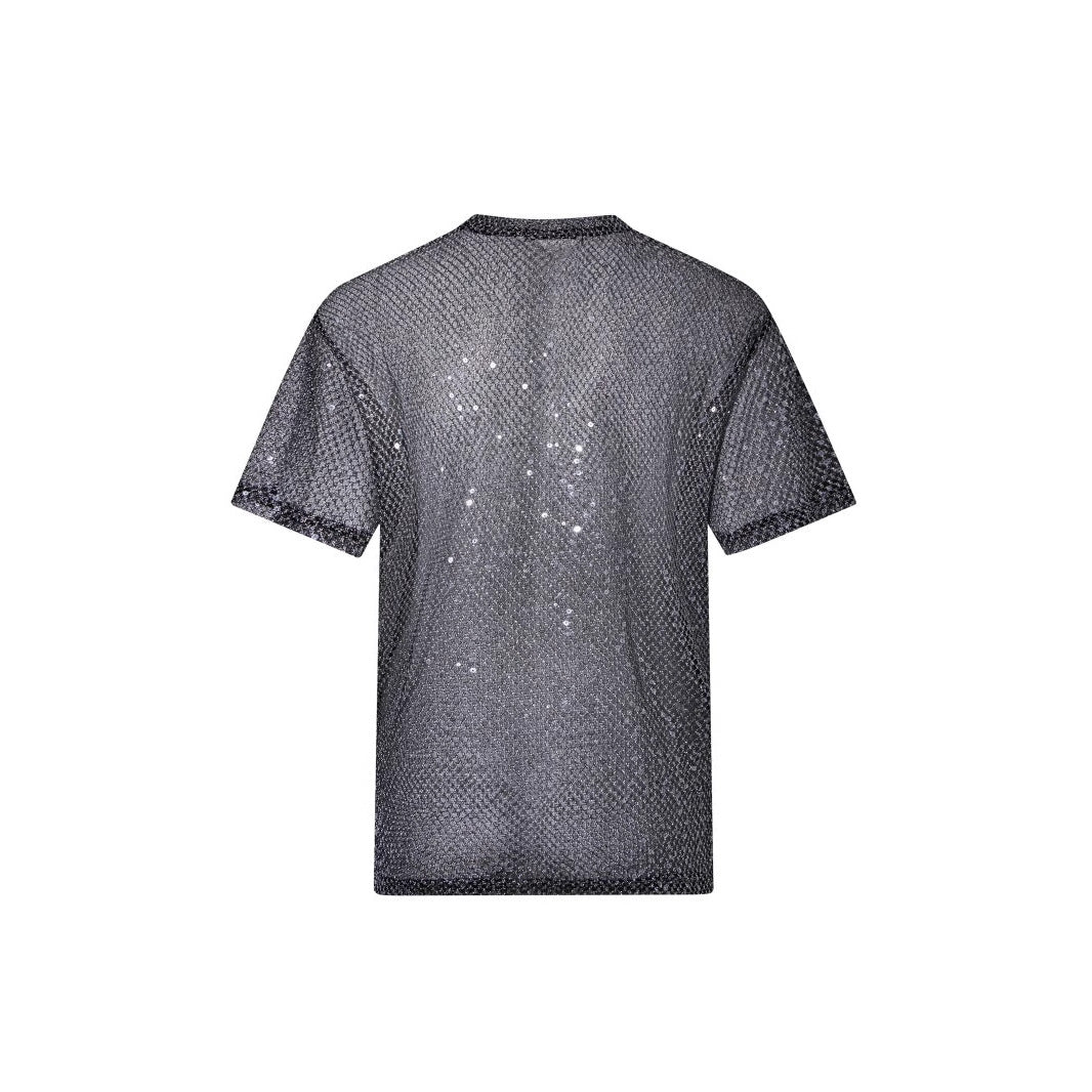 Western Style See-through Mesh Kurzarm-T-Shirt