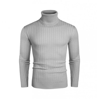 Autumn And Winter Men's Striped High-neck Sweater