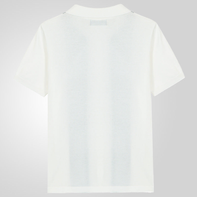 Sommer New Herren Strick-Revers Lässiges gestreiftes Poloshirt