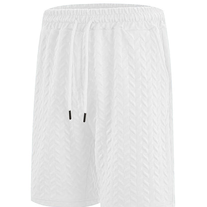 Herren Loose Solid Jacquard Drawstring Casual Beach Pants