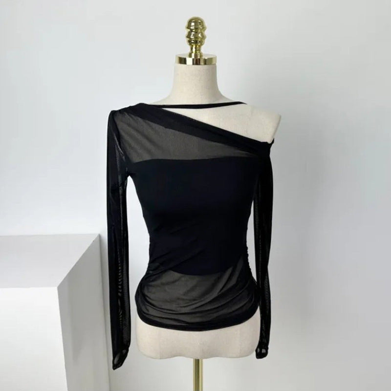 Off-Shoulder Mesh-Top & Tube-Top Set