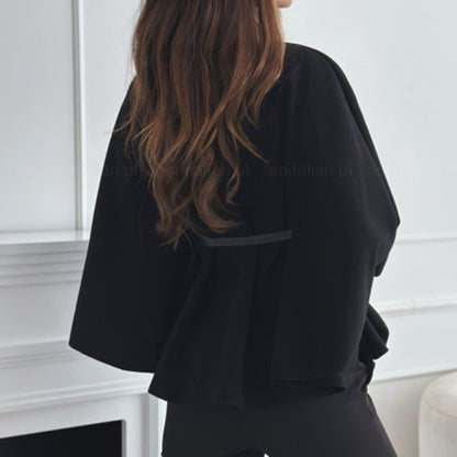 Women's Batwing Sleeve Cape Coat - Trendy Belted Stand Collar Cloak For Casual Outfits