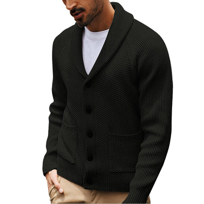Casual Long-sleeve Sweater With A Turn-down Collar And Pockets