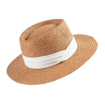 Ladies Hand-woven Flat Straw Hat