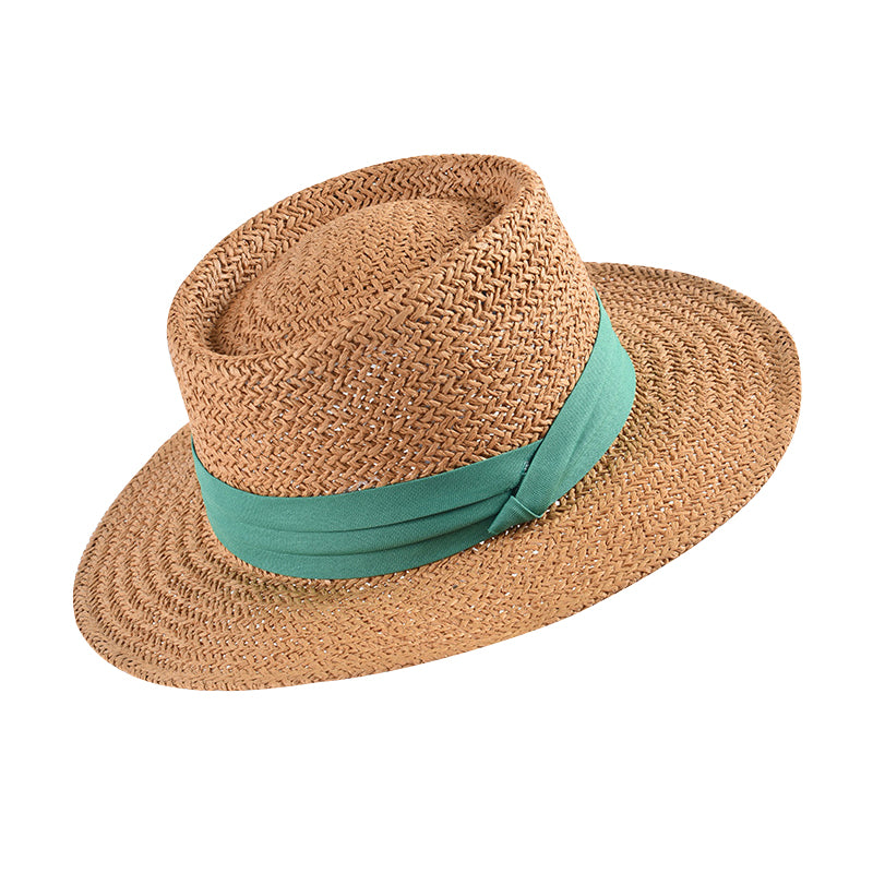 Ladies Hand-woven Flat Straw Hat