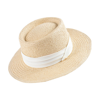 Ladies Hand-woven Flat Straw Hat