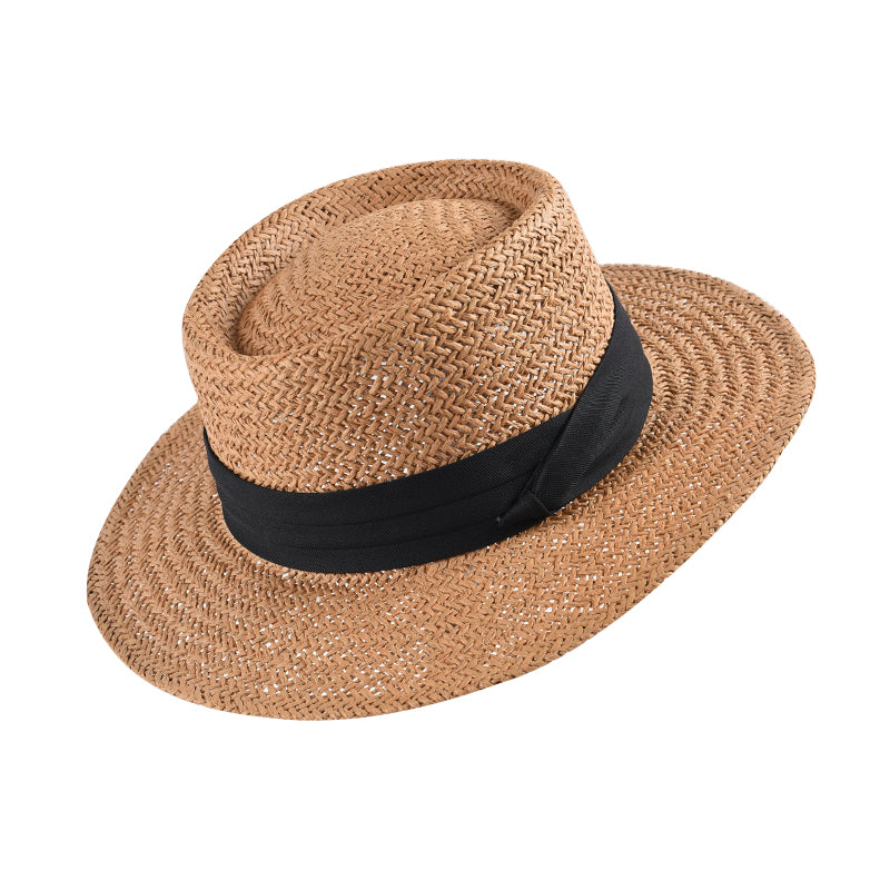 Ladies Hand-woven Flat Straw Hat