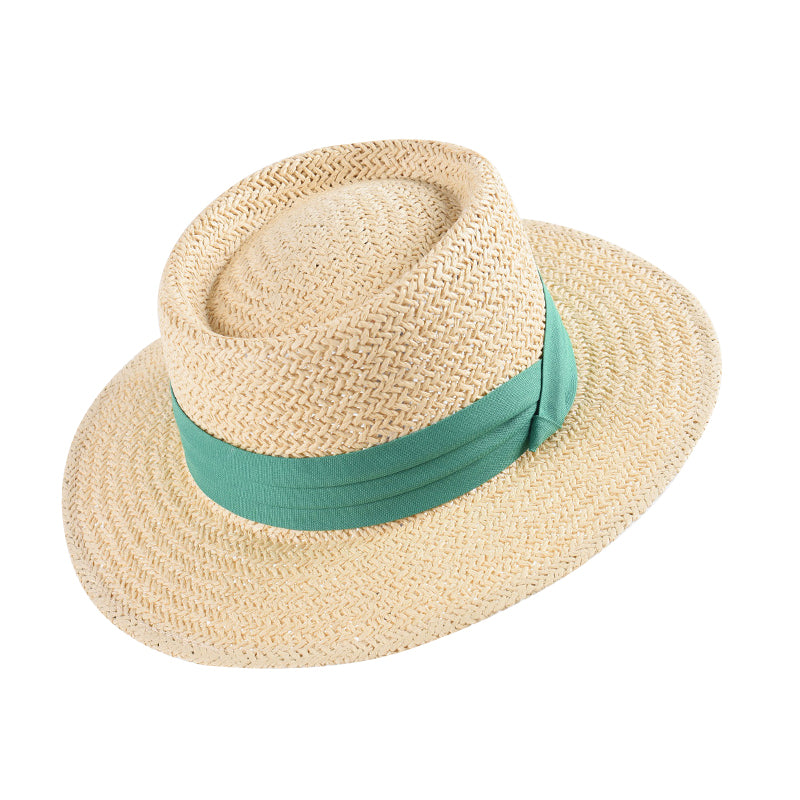 Ladies Hand-woven Flat Straw Hat