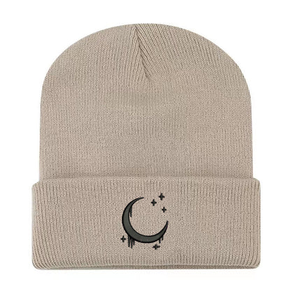 Amazon Embroidered Knitted Hat With Moon And Stars Design AutumnWinter Wool Hat