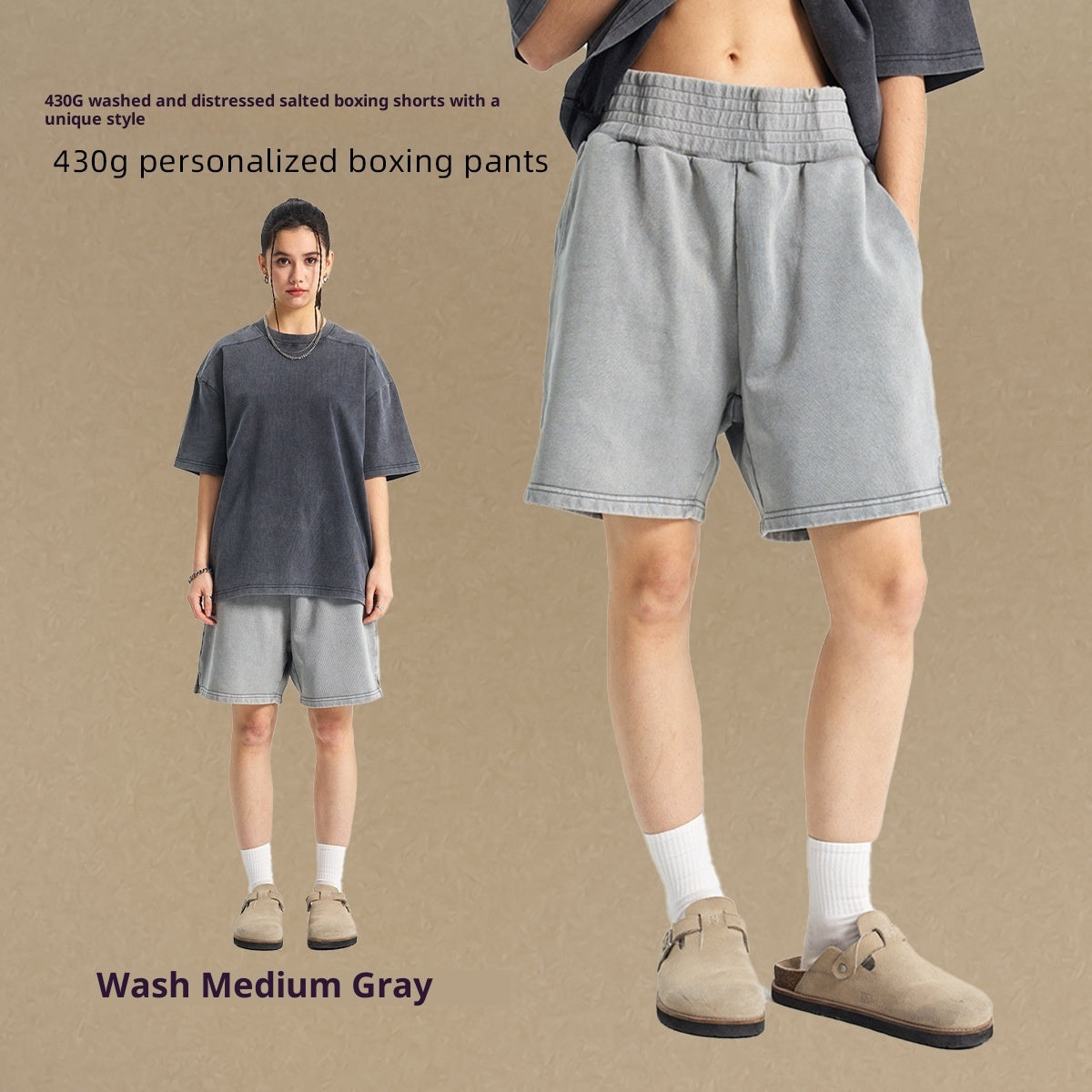 High Street Distressed Wash American Fashion Brand Retro Wide Leg Trendy Men's Shorts