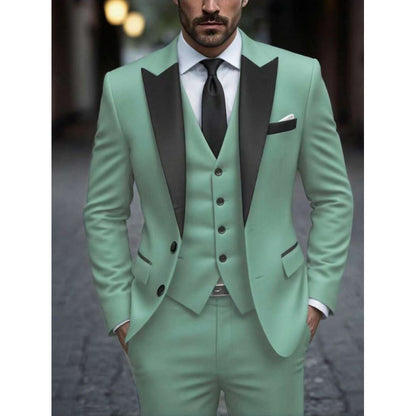 Men's Slim-fit Suit Jacket Three-piece Set