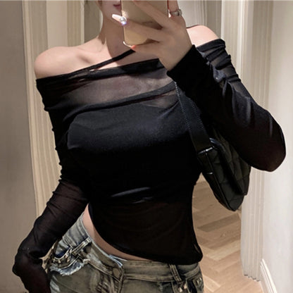 Off-Shoulder Mesh-Top & Tube-Top Set