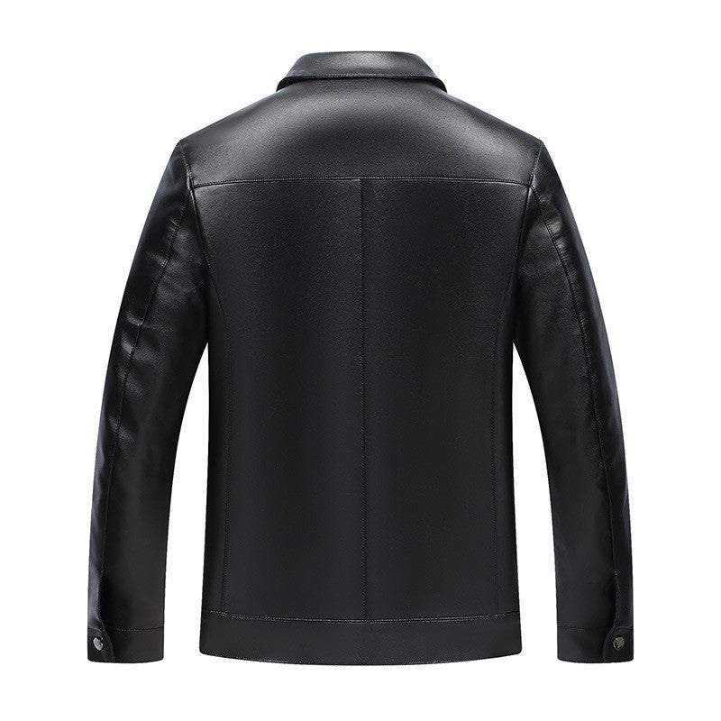 Turn-down Collar Leather Jacket For Spring And Autumn Business