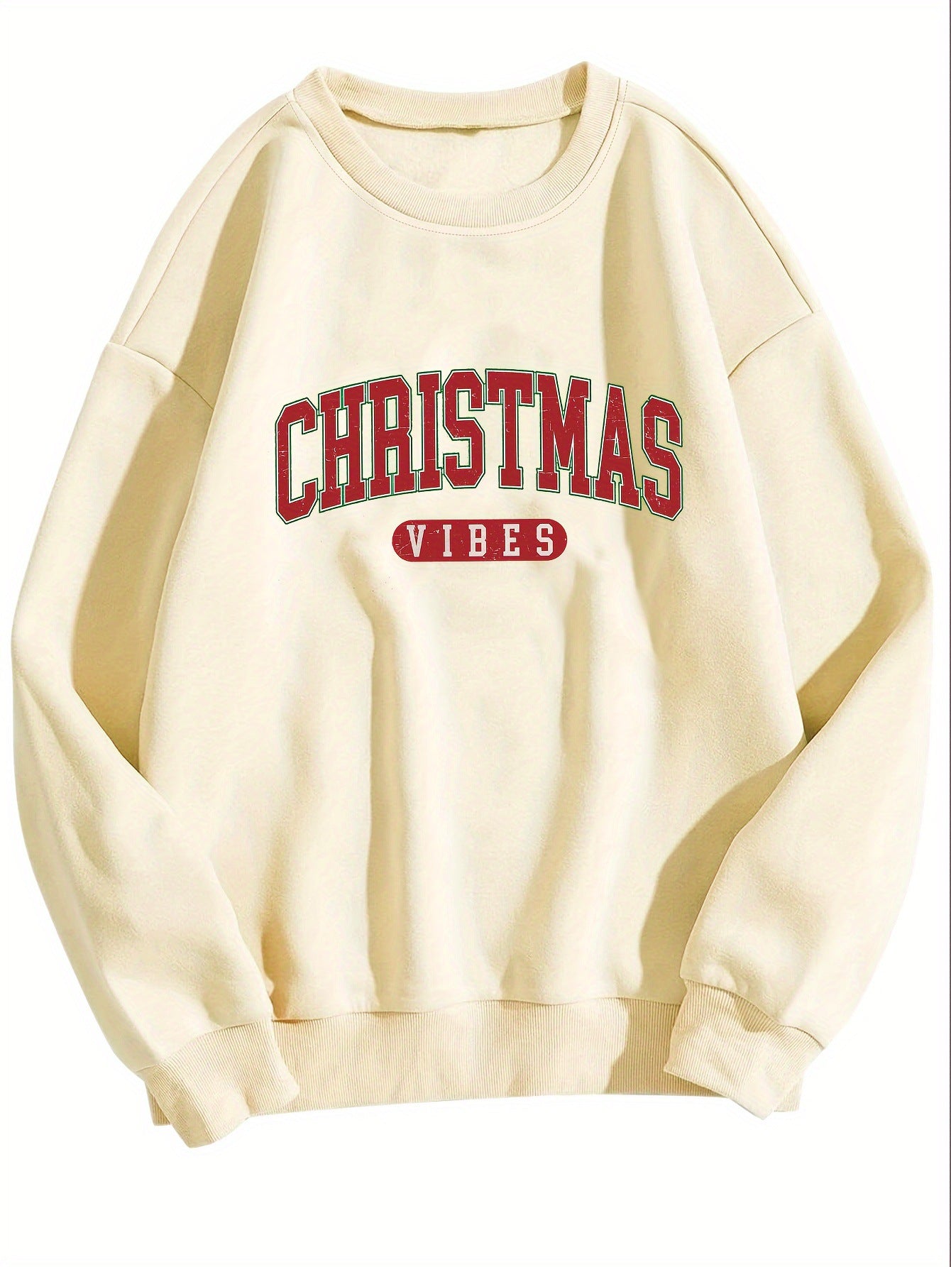 Casual Crew Neck Sweatshirt With Christmas Vibes