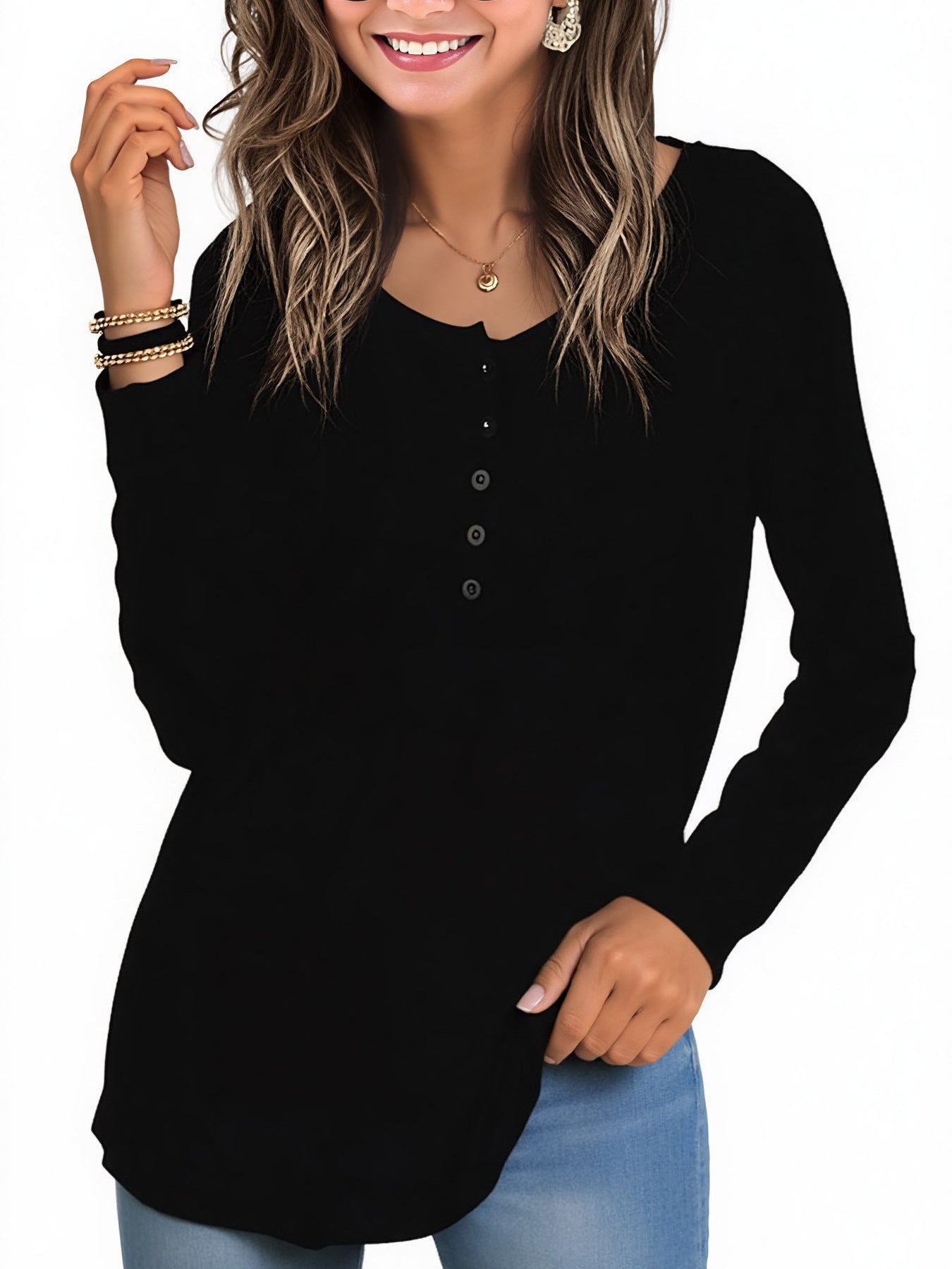 High-waisted Autumn Women's Long-sleeve Top