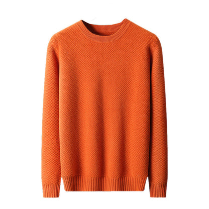 Round-neck Pullover Jacquard Solid-color Knit Base Sweater