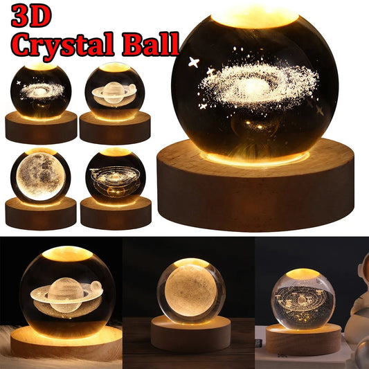 LED Night Light Galaxy Crystal Ball Table Lamp 3D Planet Moon Lamp Bedroom Home Decor For Kids Party Children Birthday Gifts - Joker