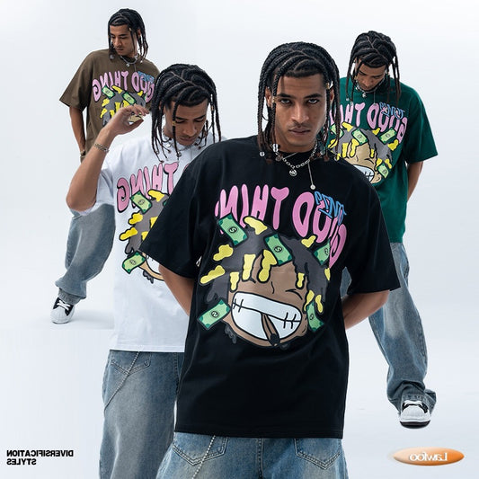 Men's Pure Cotton Street Fun Print Short Sleeve