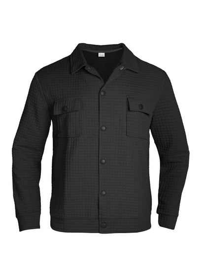 Casual Jacquard Checkered Loose Knit Work Shirt For Men