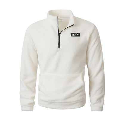 Stand Collar Loose Long Sleeve Sweatshirt Autumn Winter Casual Half Zip