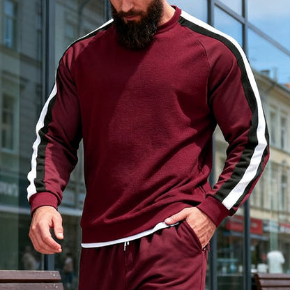 Long Sleeve Striped Base Hoodie For Men