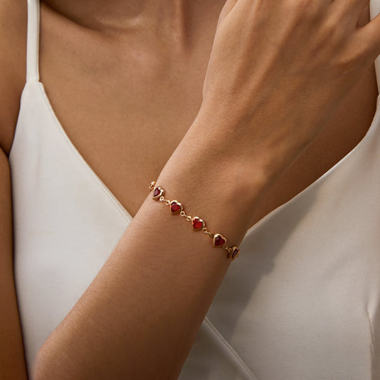 Liebes-Herz Rot Diamant Vielseitiges Frauenarmband