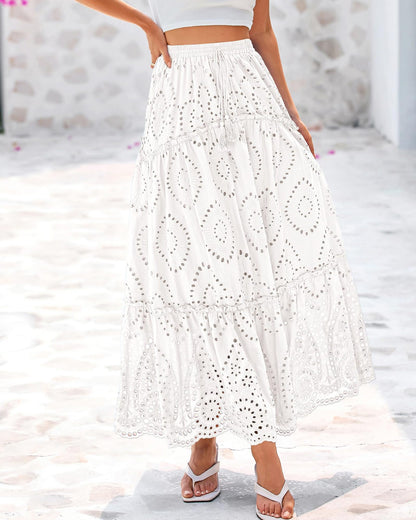 Women's Fashion Hollow-out Elegant Midi Skirt