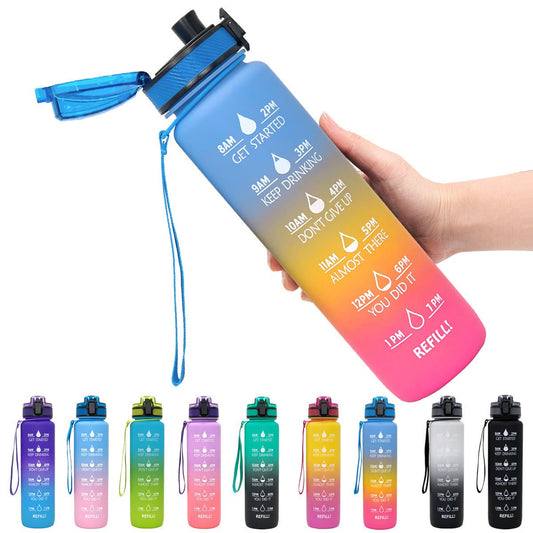 1L Tritan Water Bottle With Time Marker Bounce Cover Motivational Water Bottle Cycling Leakproof Cup For Sports Fitness Bottles - Joker