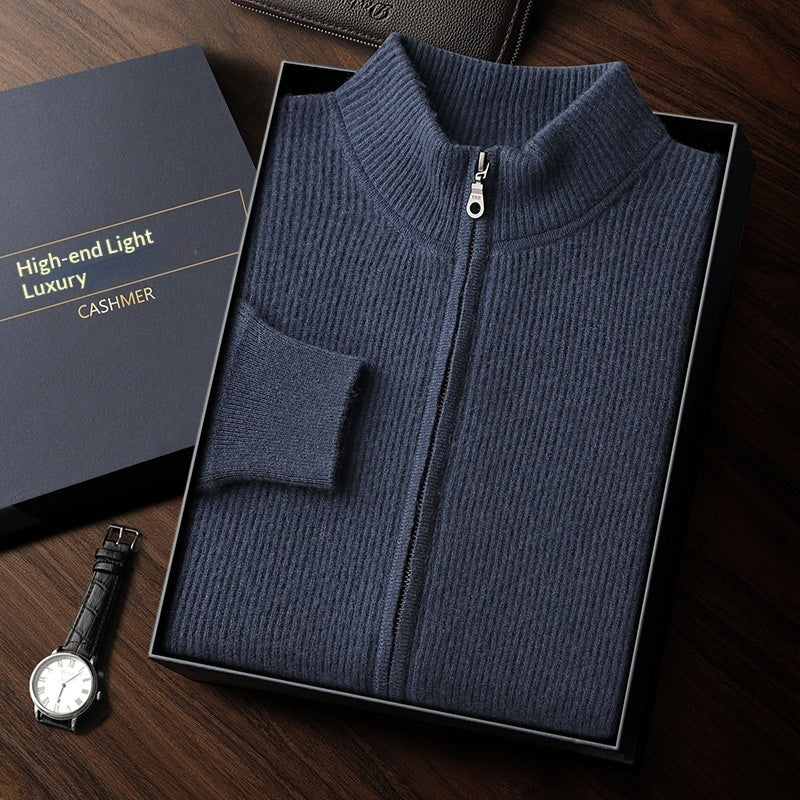 Men's Cashmere Sweater Casual Solid Colo Thickened