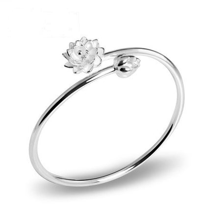 Snow Lotus Silver Bracelet Fashion Korean Version Women's Open Style