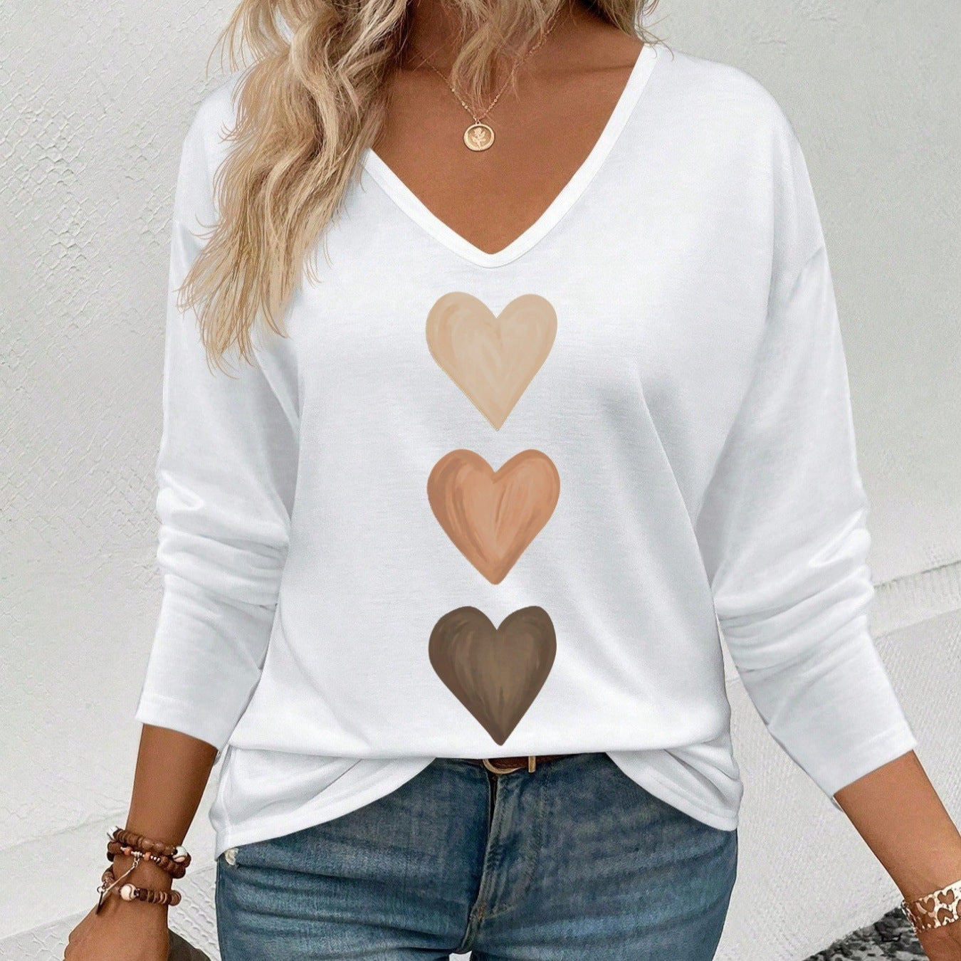 Fashionable Casual And Comfortable Women's V-neck Long-sleeve Top