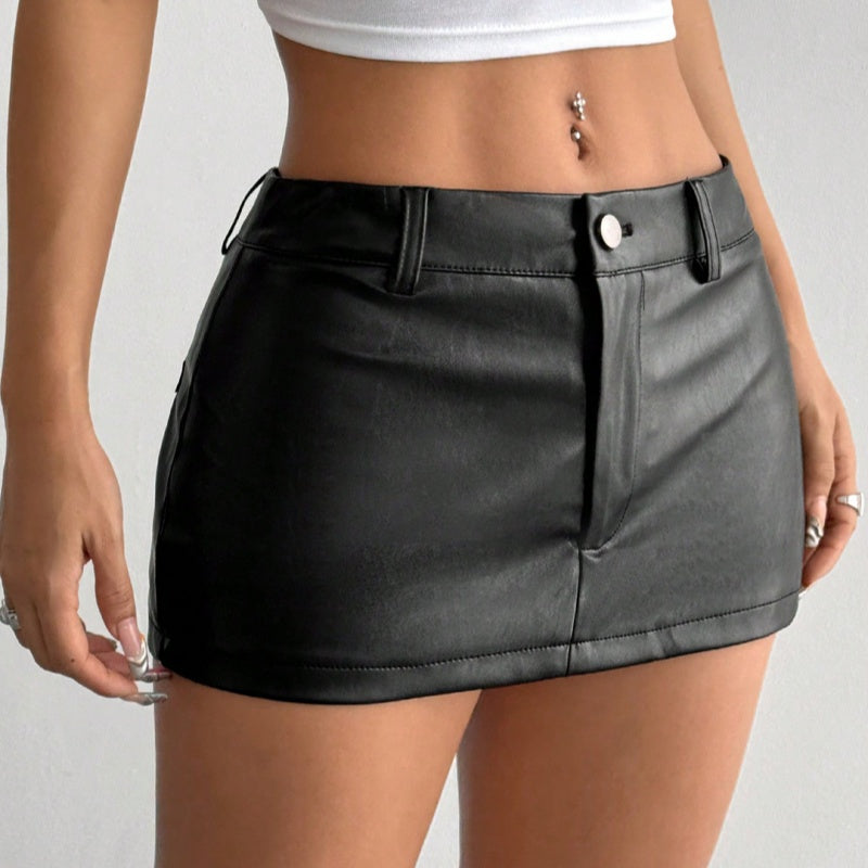 Figurbetonter Damen Leder-Minirock – Hochwertiges PU – Streetwear-Stil mit Zipper-Details