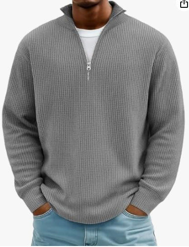 Men's Hoodie Waffle Knit Pullover