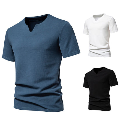 Men's Bubble Cloth V-neck T-shirt Short Sleeve Shirt