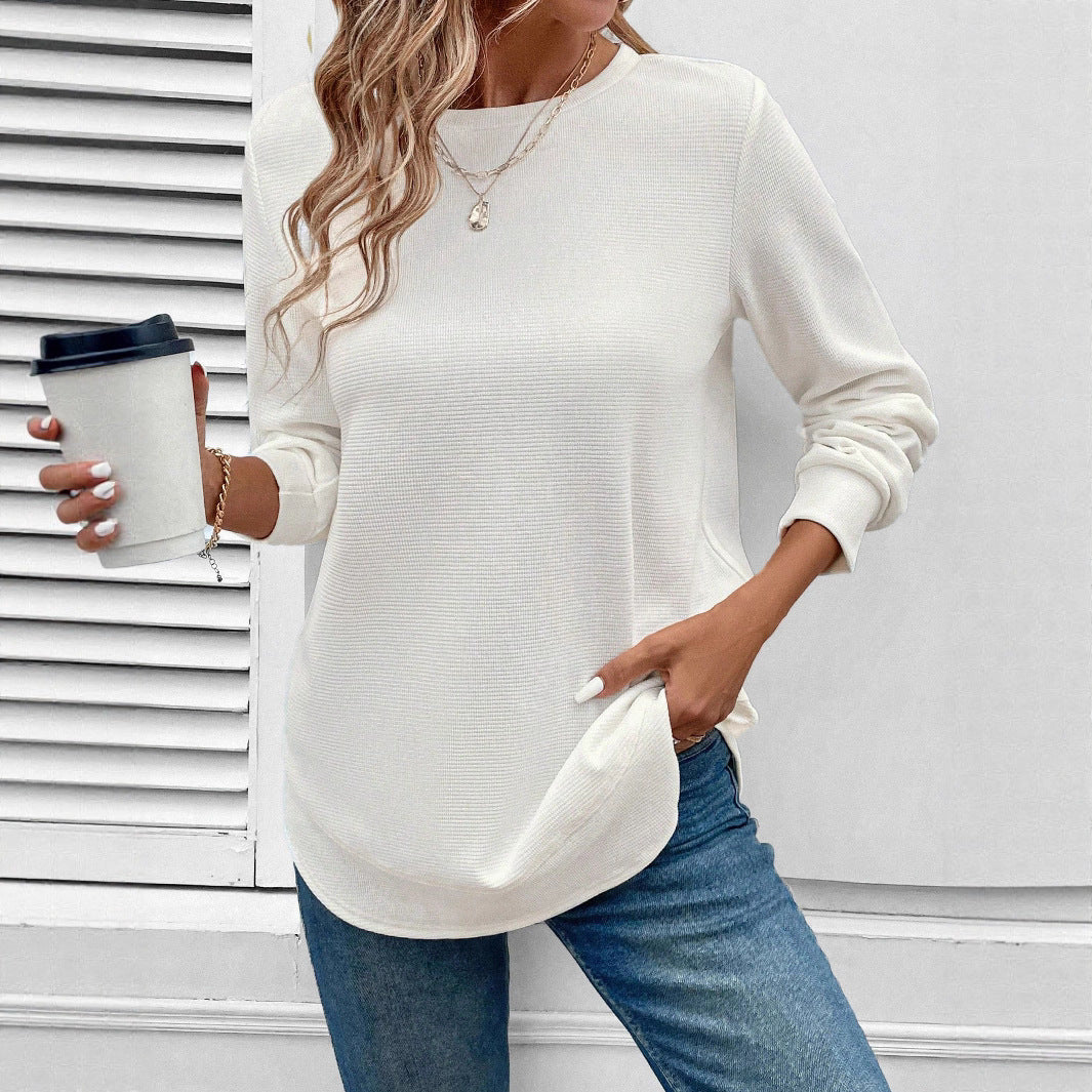 Women's Solid Color Round Neck Loose Stylish Sweatshirt