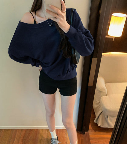 Casual Loose Shoulder Sweater For Women