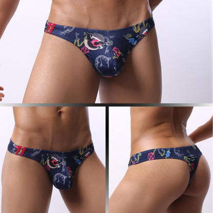 Cartoon Printing Moisture Wicking Low Waist Men's Panties