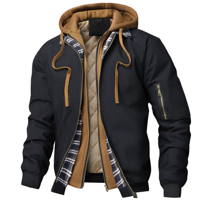 Jacket Outerwear Quilted Cotton Hoodie With Faux Two-Piece Design